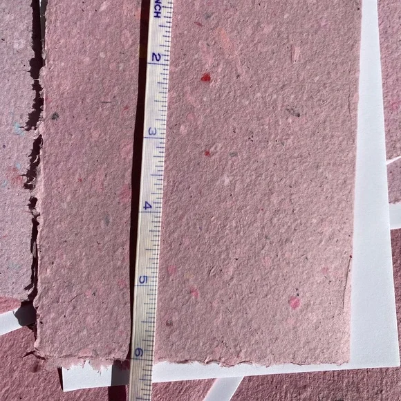 Recycled Paper Notecards Artisanal pink purple 10 + 11 envelopes - Picture 6 of 15